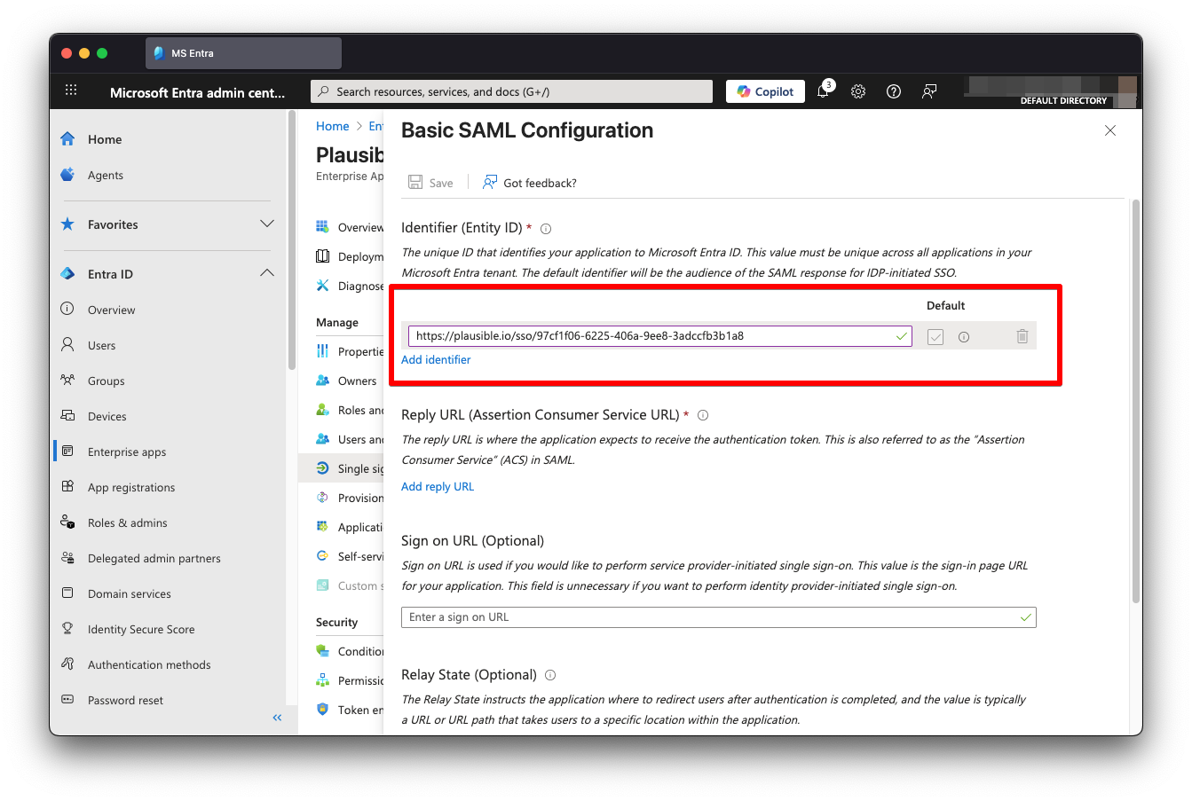 MS Entra add Identifier